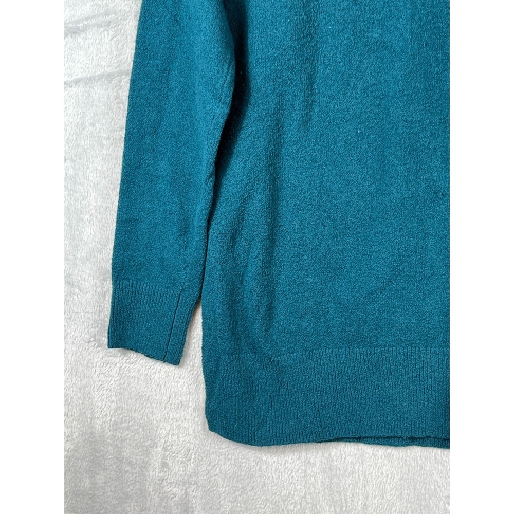 LOFT Womens M Teal Tunic Sweater Side Slits Wool Blend Knit Relaxed Modern Chic - Picture 4 of 10